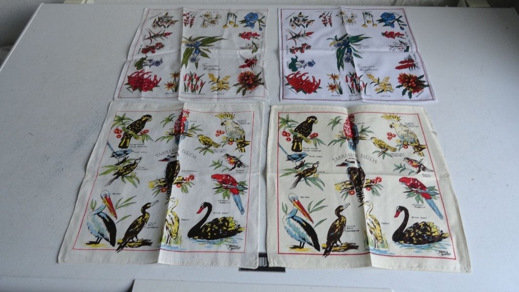 Zakdoekjes 6 stuks, Tasmanie en Australie vintage, Antiek en Kunst, Curiosa en Brocante, Ophalen of Verzenden