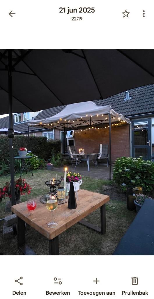 Partytent met sfeervolle verlichting, Tuin en Terras, Partytenten, Gebruikt, Partytent, 4 tot 6 meter, 5 tot 8 meter
