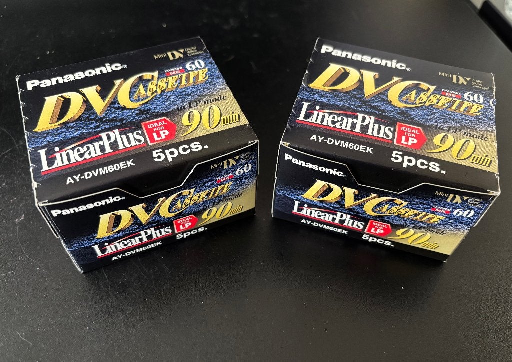 2x Panasonic MiniDV AY-DVM60EK 5-pack, Mini dv, Panasonic, 20x of meer, Nieuw