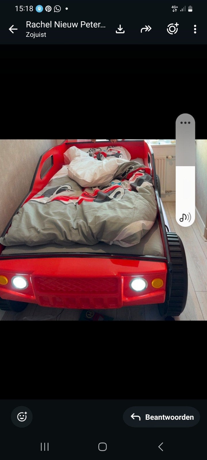 Kinderbed in de vorm van een rode raceauto, 70 tot 85 cm, Zo goed als nieuw, 180 cm of meer, Ophalen