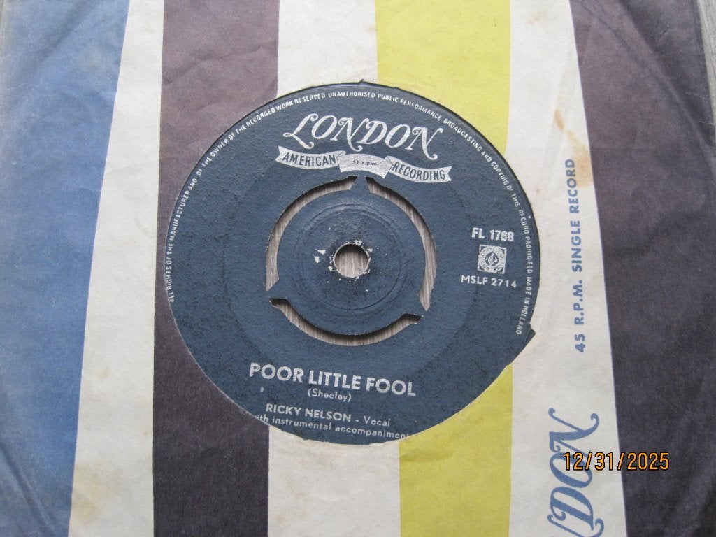 Ricky Nelson  -  Poor little fool, 7 inch, Ophalen of Verzenden, Zo goed als nieuw, Overige typen