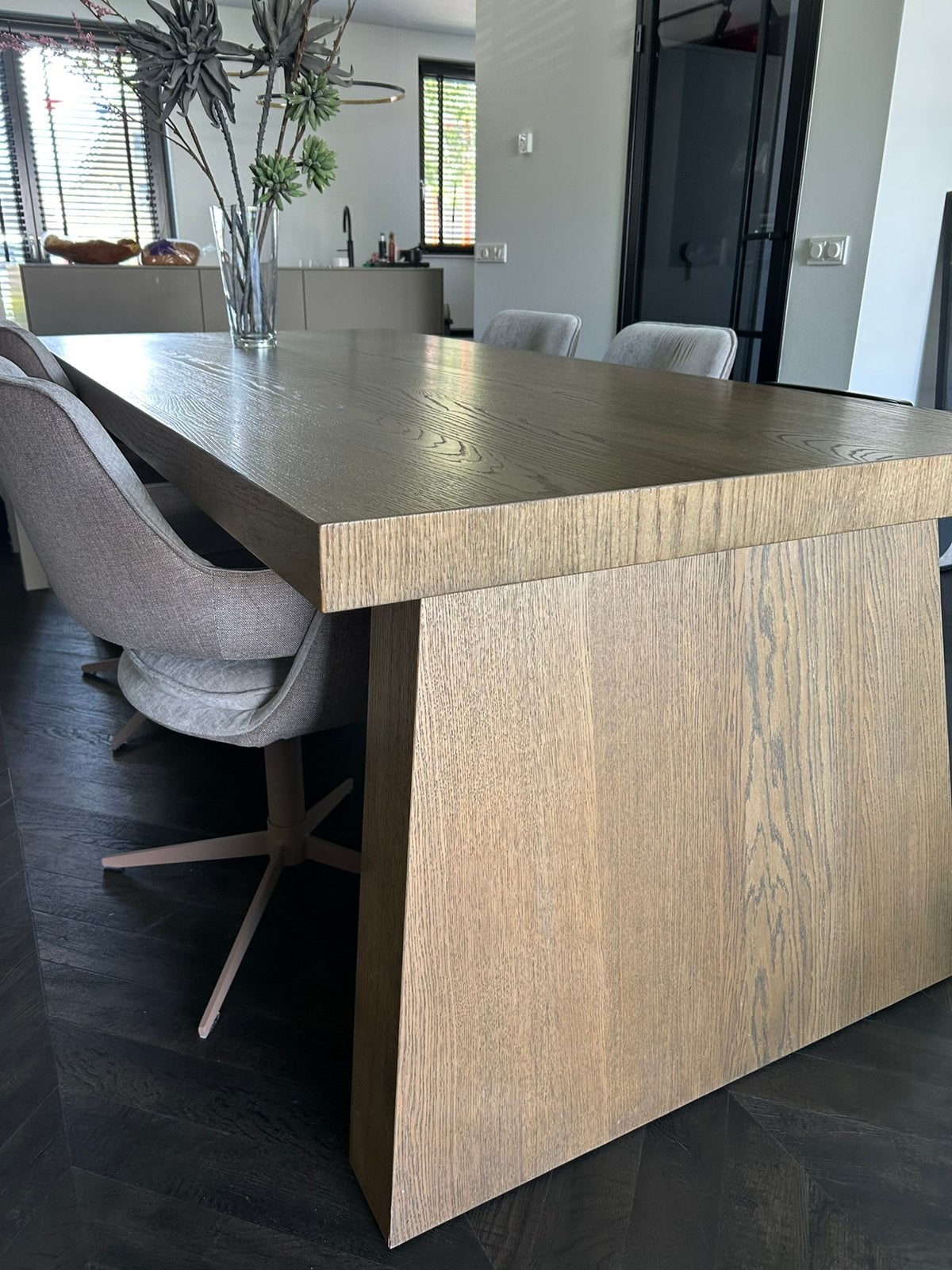 Eiken eettafel NOOS 220x90, Ophalen, 200 cm of meer, 50 tot 100 cm, Zo goed als nieuw