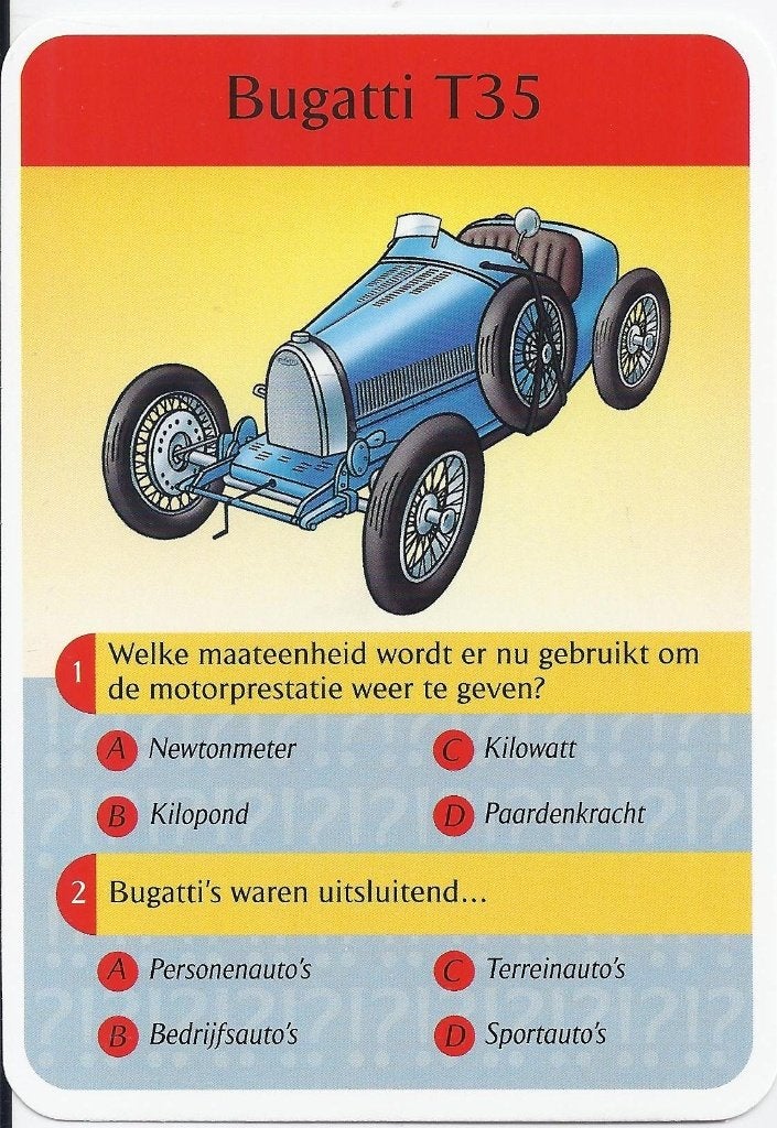 W3593 verzamelkaartje bugatti t35, Ophalen of Verzenden, Zo goed als nieuw, Auto's