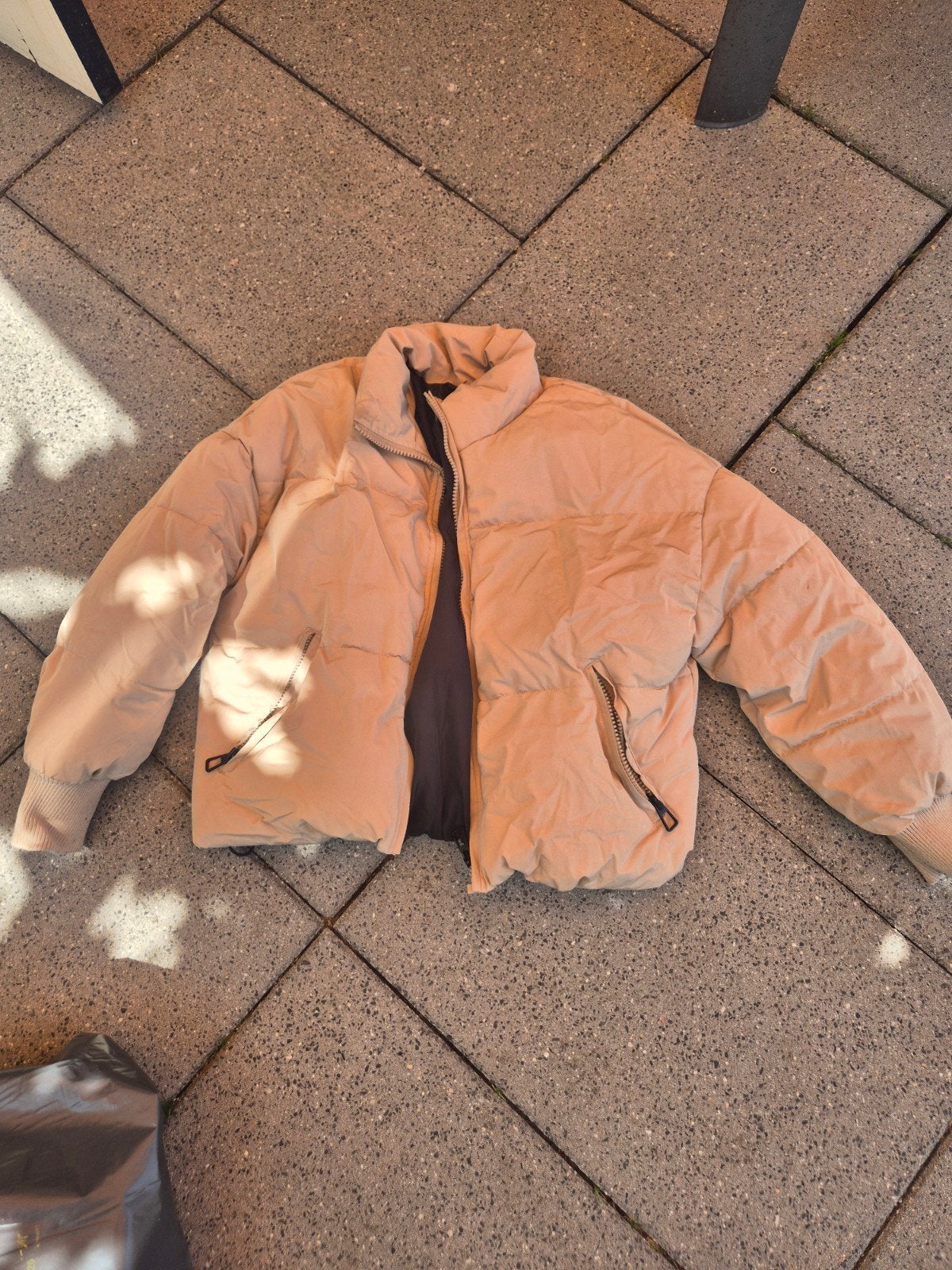 Stijlvolle beige puffer jas, Ophalen, Beige, Onbekend, Maat 36 (S)