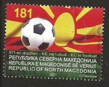 Macedonie 25, voetbal vlag, Verzenden, Overige landen, Gestempeld