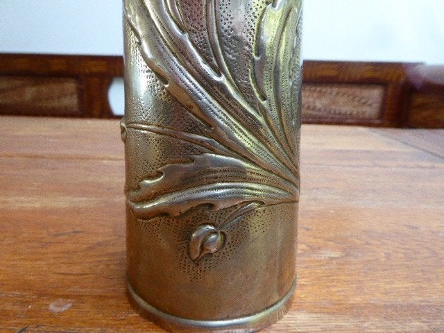 Metalen vaas in art deco stijl, A. Houbion Dinant, Antiek en Kunst, Ophalen of Verzenden