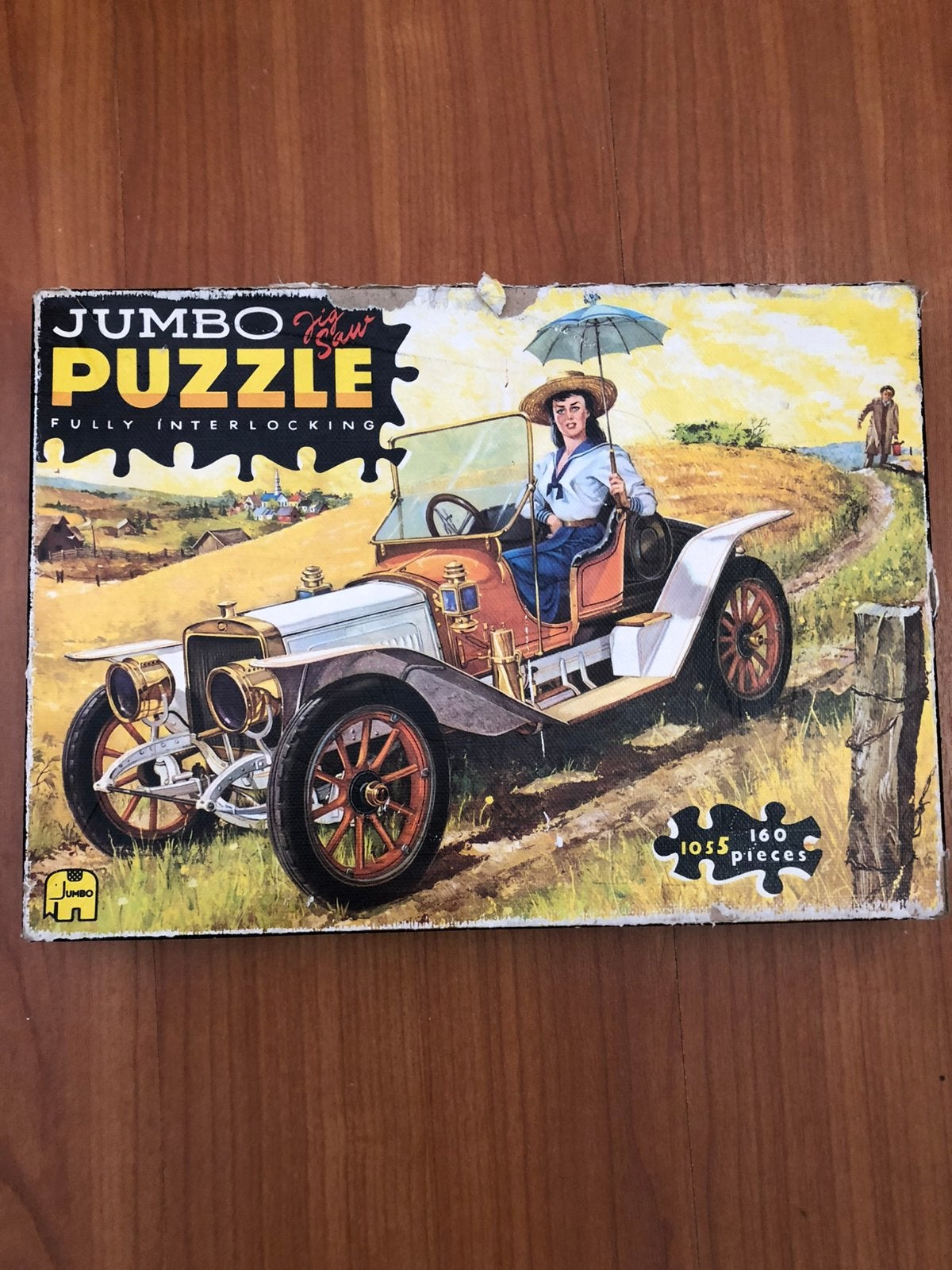 Jumbo Jigsaw Puzzle 1055 Dame in Oldtimer (1967-1968), Ophalen of Verzenden, Minder dan 500 stukjes, Gebruikt, Legpuzzel