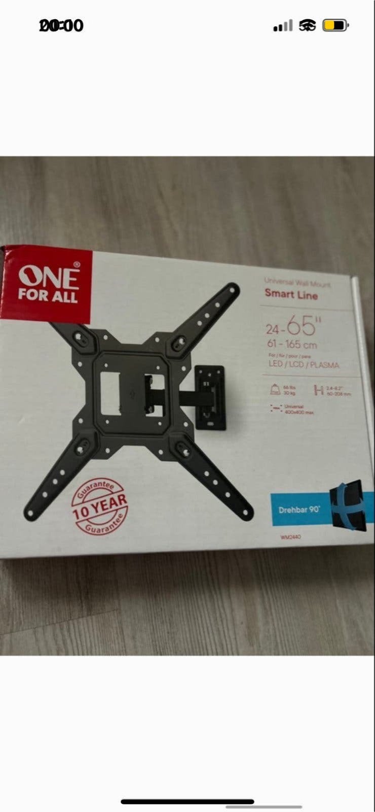 One For All Smart Line Universele TV Muurbeugel 24-65 inch, Ophalen, Nieuw