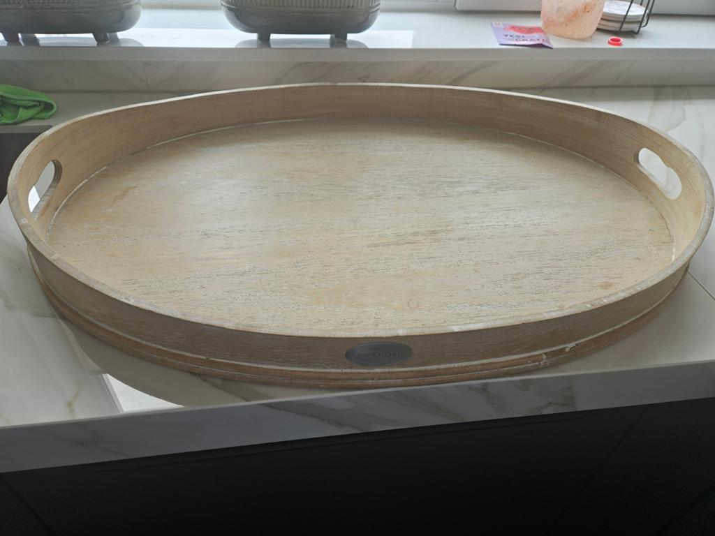 Mooi houten Riverdale dienblad, Ophalen, Gebruikt, Rond, Hout