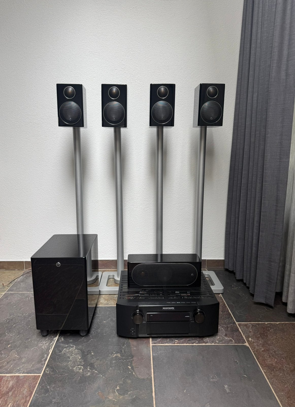 Marantz SR6003 AV Receiver + Monitor audio surround set, Ophalen, Gebruikt, Minder dan 500 watt, Monitor(versterker)