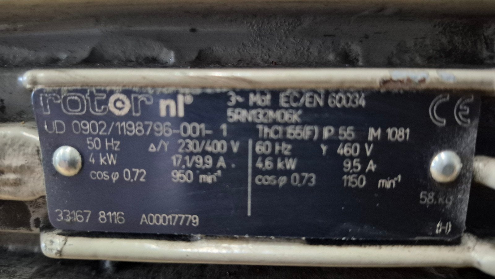 Rotor Elektromotor 4 kW - 950 rpm, Ophalen, Gebruikt, Elektromotor, Minder dan 1400 rpm