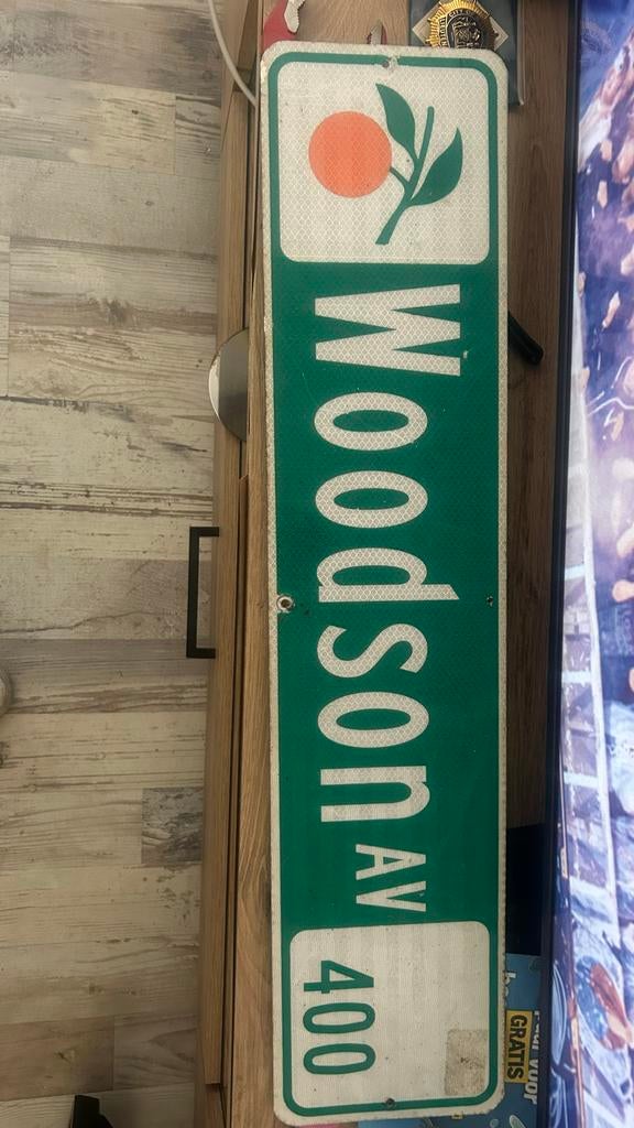 Origineel verkeersbord straatnaambord Woodson AV 400, Ophalen of Verzenden, Gebruikt