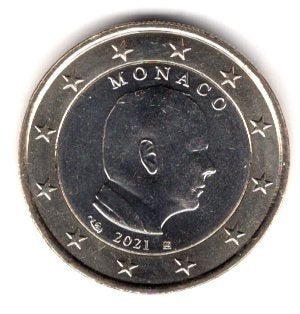 1 Euro Monaco 2021 - Prins Albert II - UNC, Postzegels en Munten, Munten | Europa | Euromunten, Verzenden, Monaco, 1 euro, Losse munt