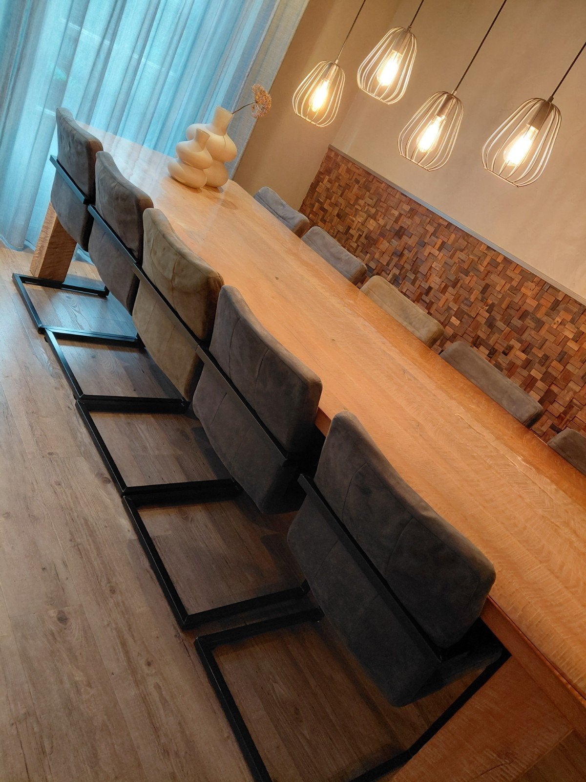 10 Lizzy stoelen (Leen Bakker) - 8 grijs, 2 groen, Huis en Inrichting, Ophalen, Gebruikt, Overige kleuren, Metaal