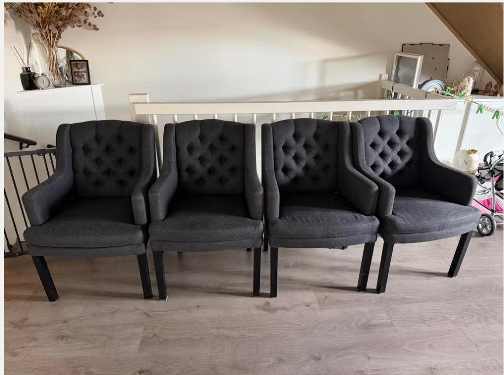 eetkamerstoelen 4 stuks., Huis en Inrichting, Stoelen, Ophalen, Gebruikt, Grijs, Vier
