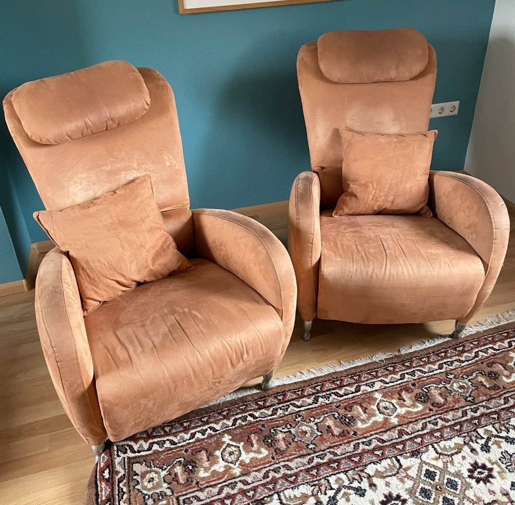 2 comfortabele relaxfauteuils met verstelbare rugleuning, Ophalen, Gebruikt, 75 tot 100 cm
