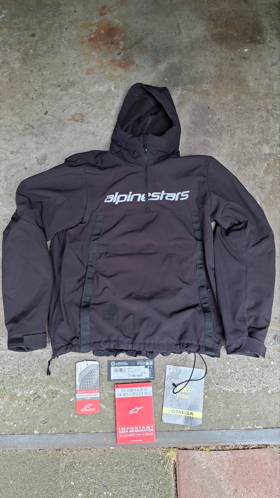 Alpinestars sherpa hoodie XL evt met level 2 rugprotector, Motoren, Ophalen of Verzenden, Tweedehands, Jas | textiel