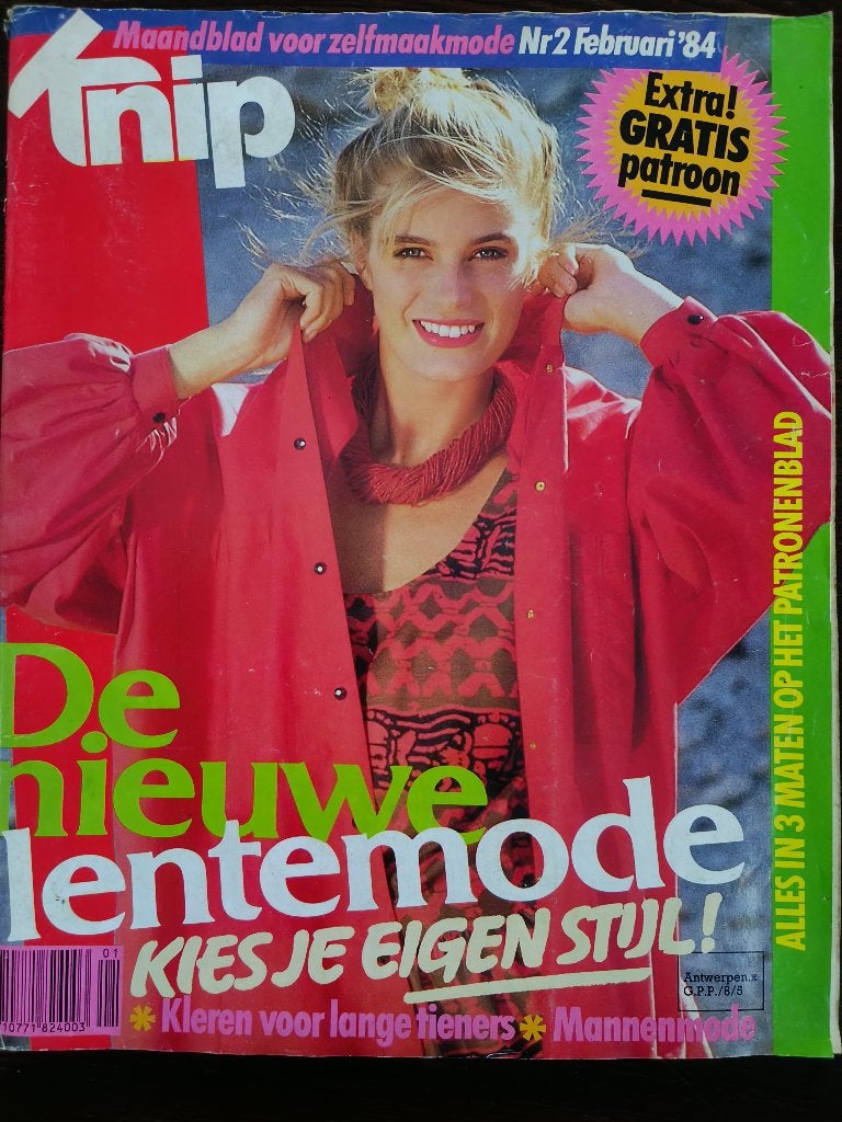 Knip februari 1984 patroon voor lange tieners en herenmode, Ophalen of Verzenden, Zo goed als nieuw, Vrouw, Knipmode