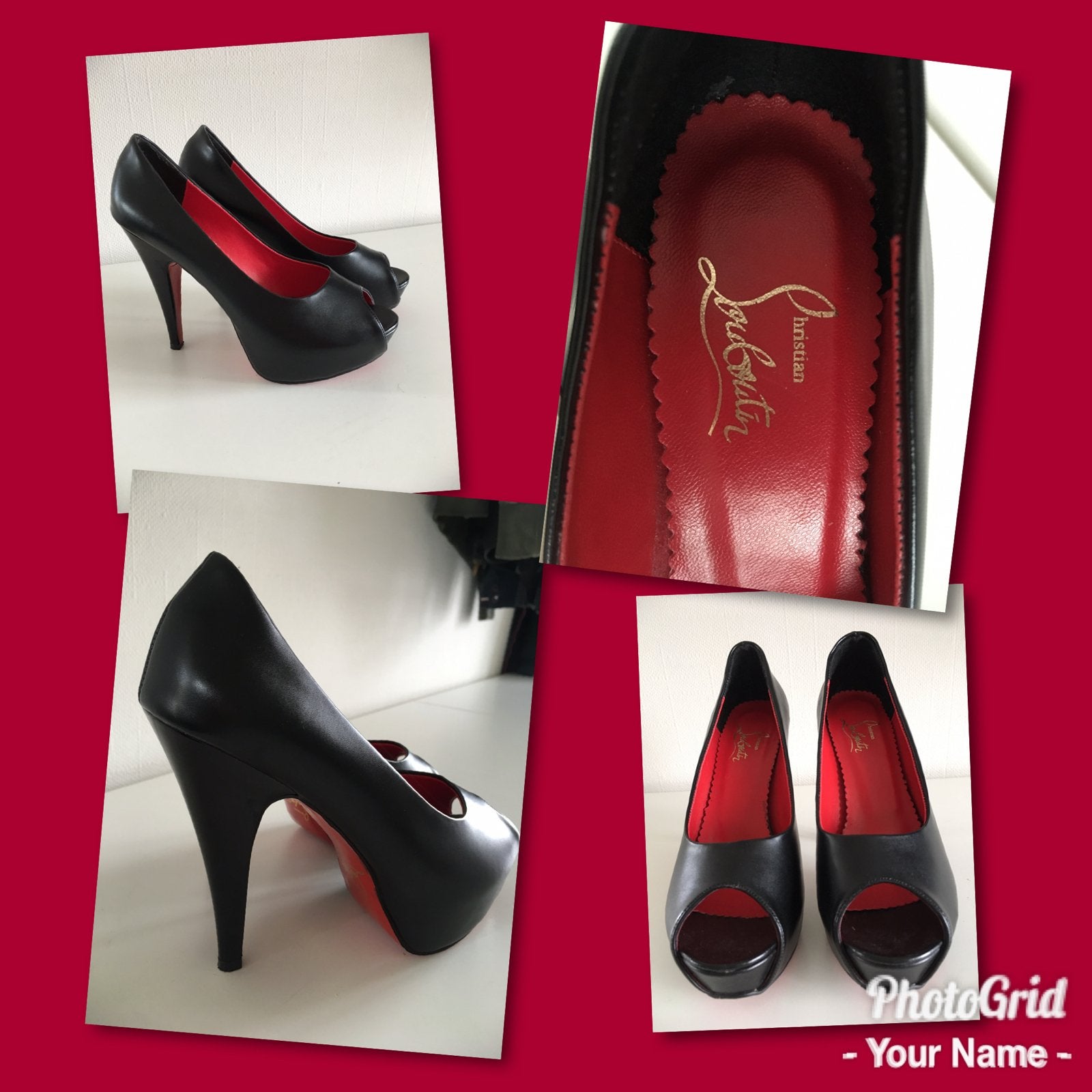 Christian Louboutin (replica) Peep-Toe Pumps Zwart Leer, Pumps, Zwart, Nieuw, Ophalen of Verzenden