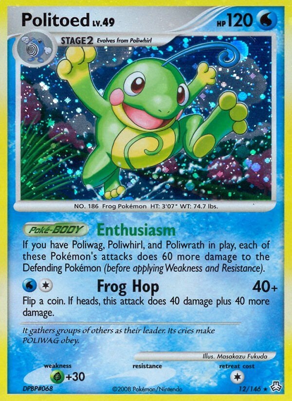 Diamond & Pearl Series » Legends Awakened » Politoed, Ophalen of Verzenden, Zo goed als nieuw, Losse kaart