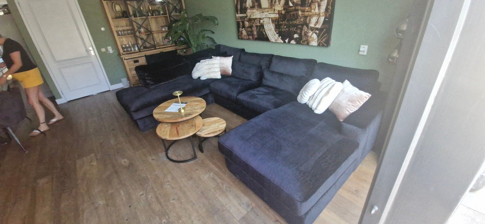 Grote Lounge bank XL met Croco stof als nieuw!, Ophalen, Modern, Lounge, 300 cm of meer, Zo goed als nieuw