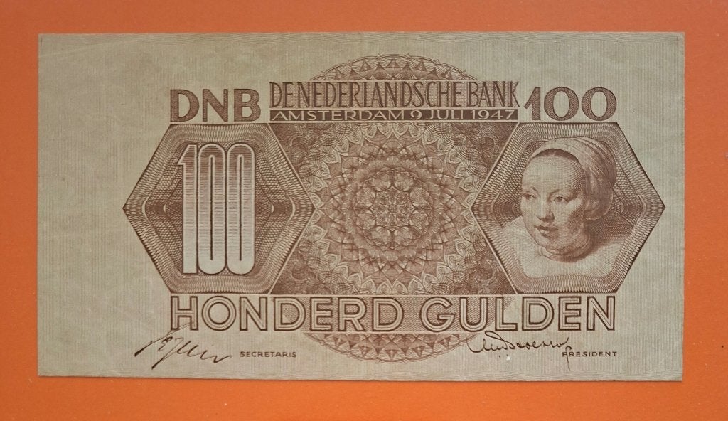 Bankbiljet 100 gulden 1947(Adriaantje Hollaer), cat. PL100.b, Postzegels en Munten, Verzenden, 100 gulden, Los biljet