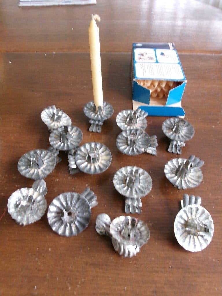 20  vintage Kerstboom kaarsenhoudertjes... met kaarsen, Ophalen of Verzenden