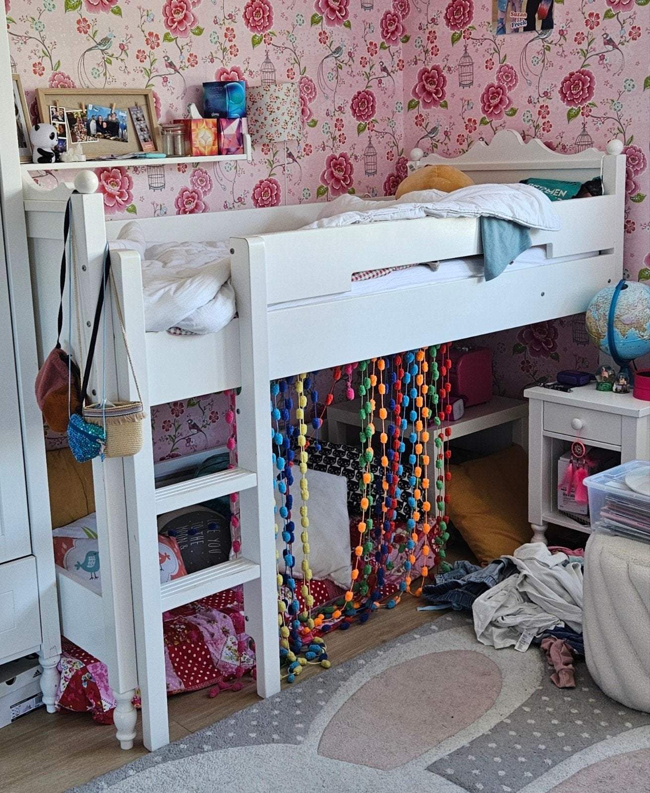 Bopita Belle halfhoogslaper + nachtkastje + wandplank, Ophalen, Gebruikt, Halfhoogslaper
