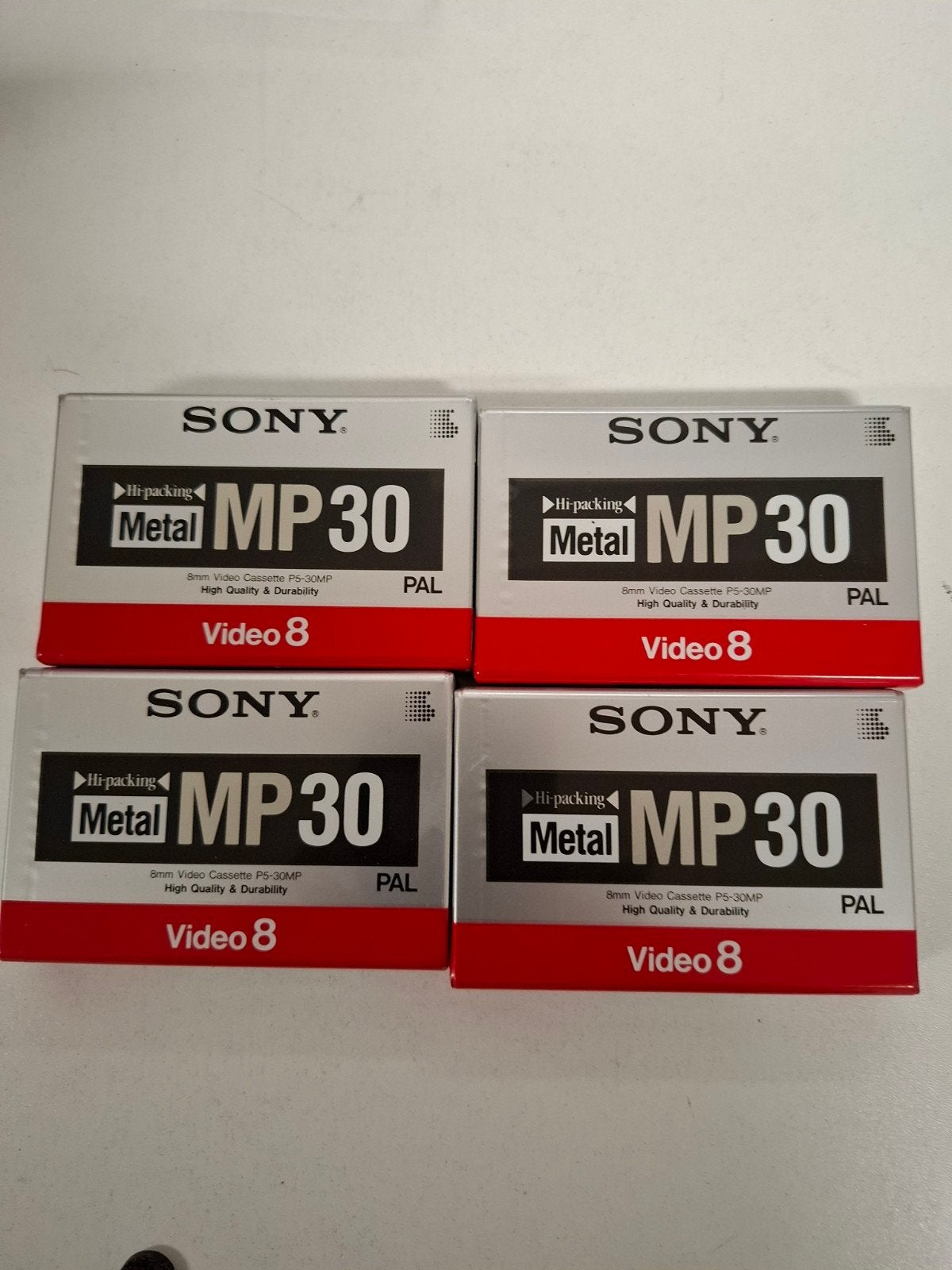 4x Sony Video 8 MP30 Hi-Packing Metal Videobanden PAL, Audio, Tv en Foto, Ophalen of Verzenden, Nieuw, Videoband