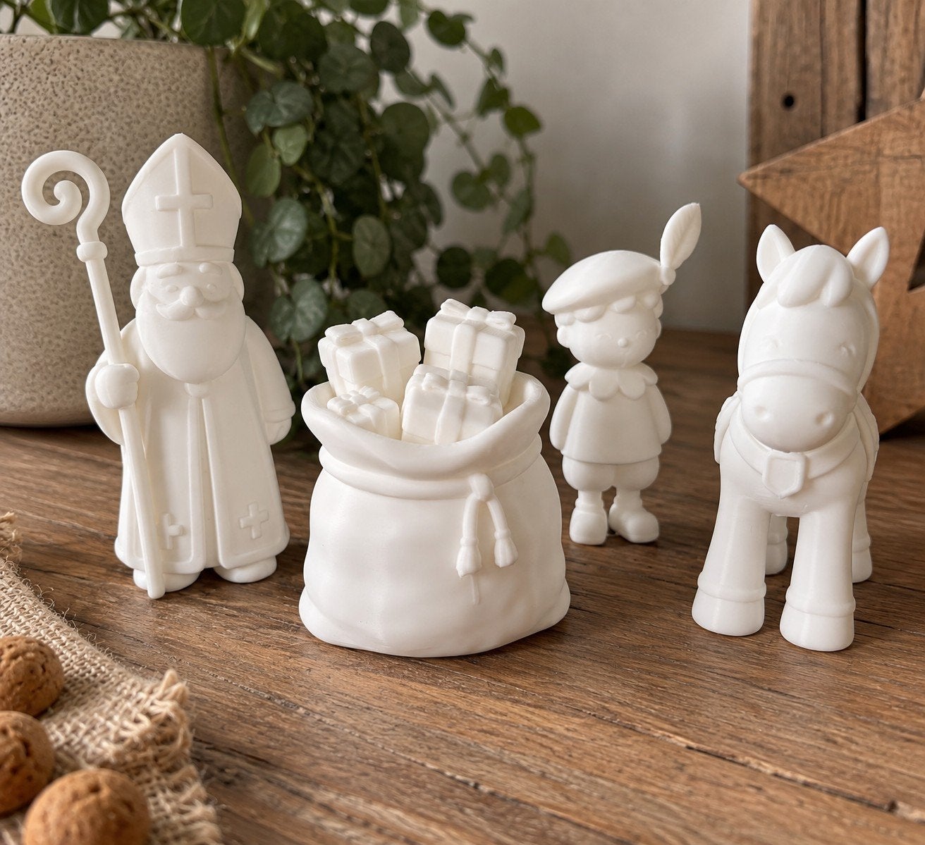 3D Geprinte Vaas, Kerststal, Sinterklaas en Piet Decoratie, Kunststof, Wit, 3D-geprint, Nieuw