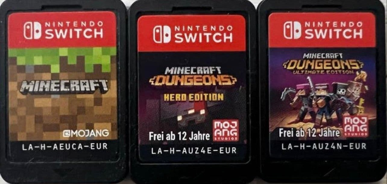 3 Nintendo Switch Minecraft games: Minecraft, Dungeons Hero, Ophalen of Verzenden, Gebruikt, Switch Original, Met games