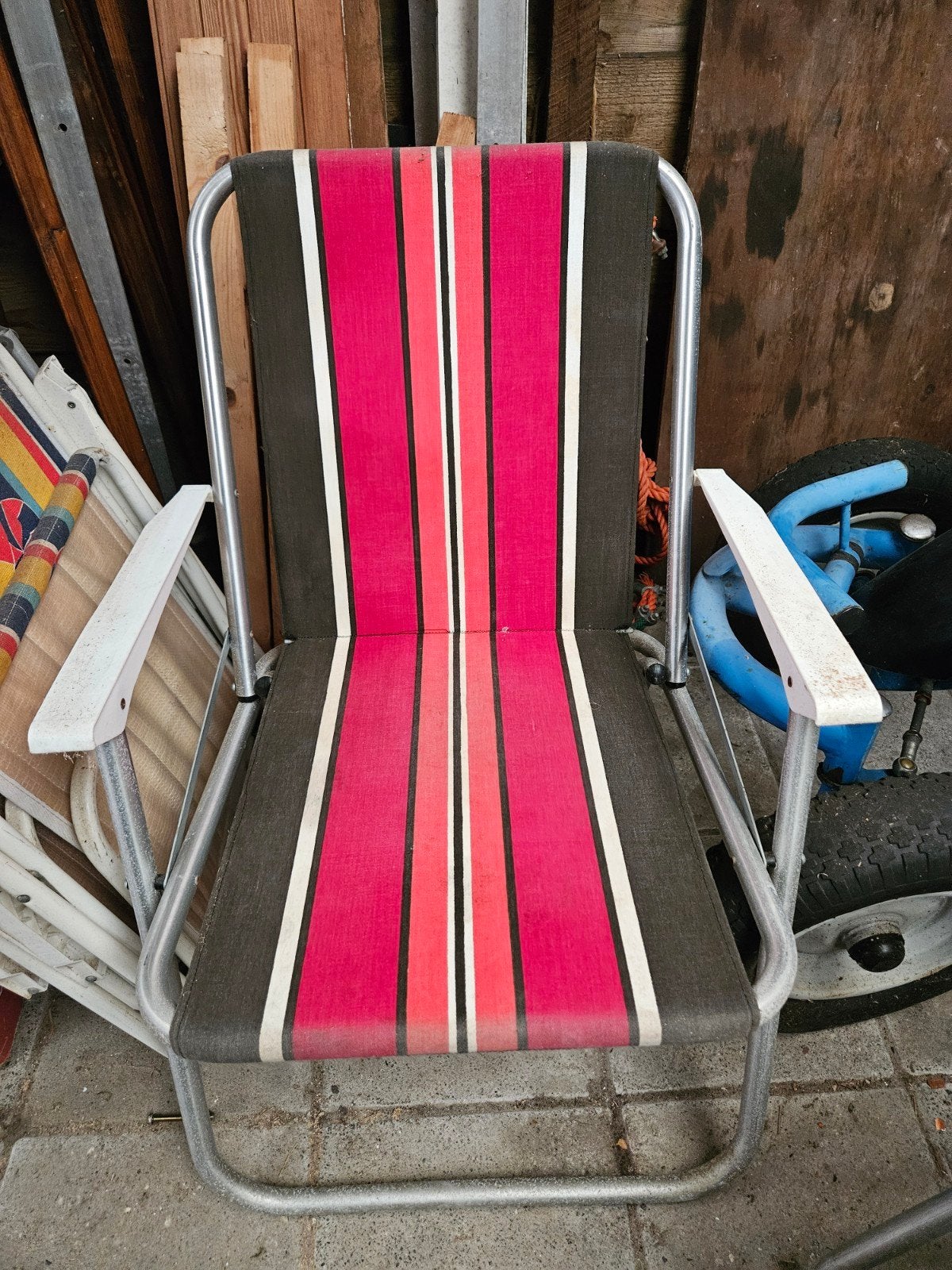 Leuke retro collectie Campingstoelen 6 st. - Vintage design, Ophalen, Gebruikt, Campingstoel