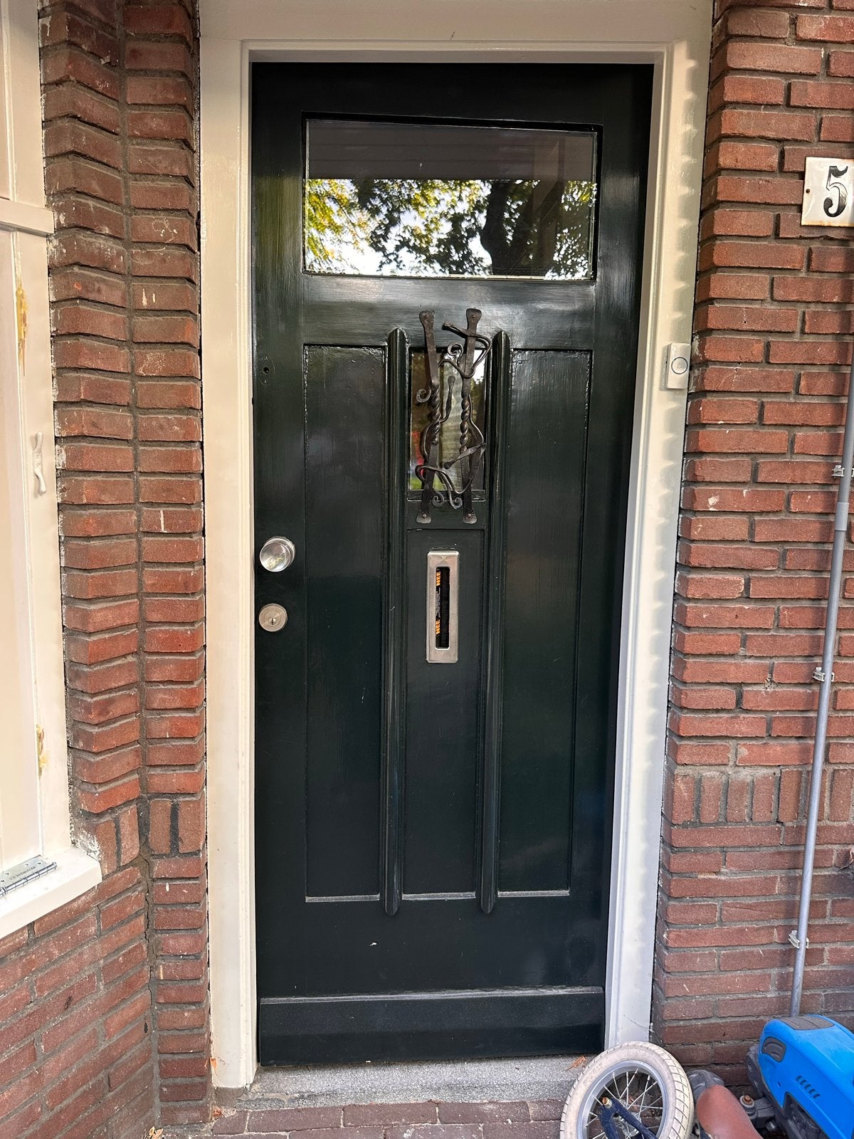 Jaren '30 voordeur uit Utrecht (H: 208cm, B: 81,5cm), Ophalen, Gebruikt, 80 tot 100 cm, Buitendeur