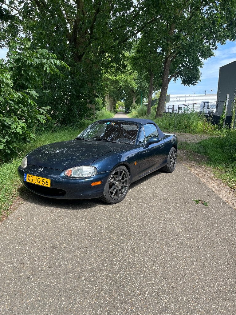 Mazda MX-5 1.8 I 1998 Blauw | NWE APK |, Achterwielaandrijving, 40 €/maand, 4 cilinders, Cabriolet