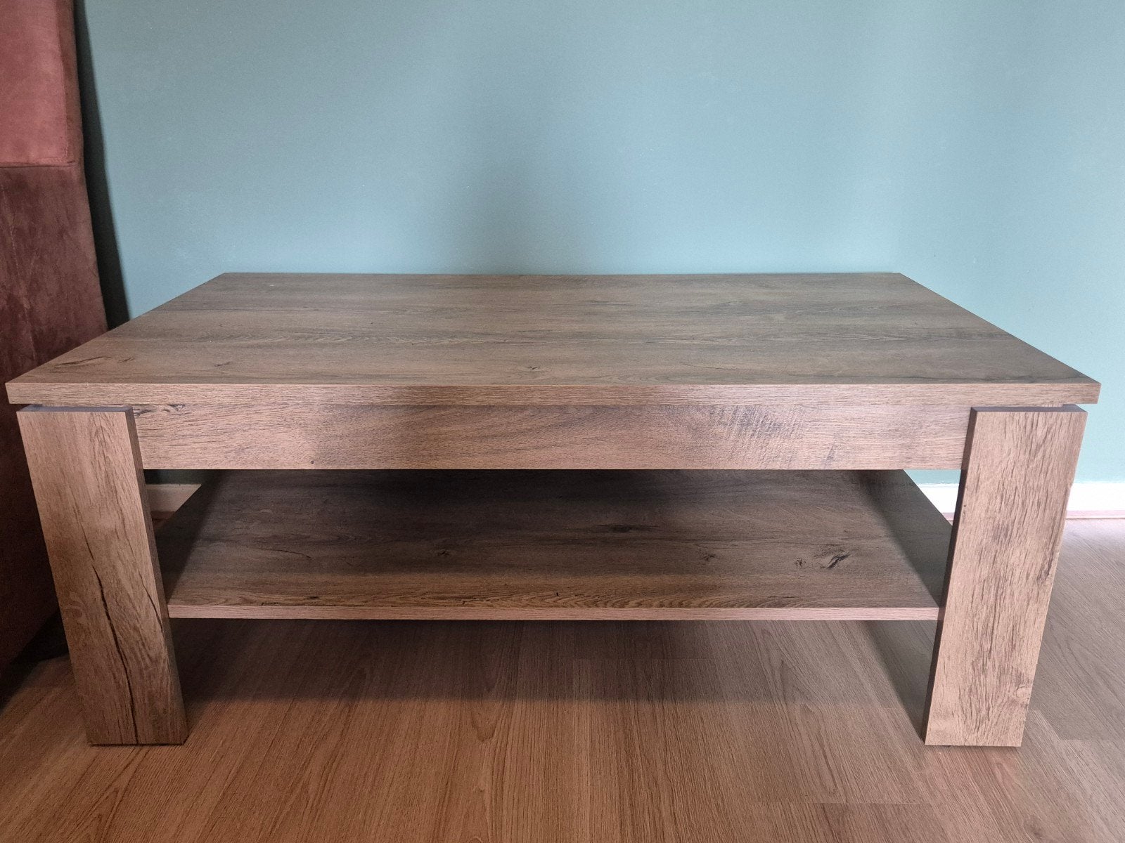 Jysk Salontafel VEDDE 60x110x45 met schap, wild donker eiken, Huis en Inrichting, Ophalen, Rechthoekig, 100 tot 150 cm, 50 tot 100 cm