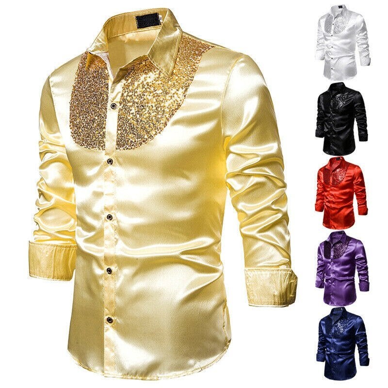 Heren glitter overhemd / feest glimmend goud zilver zwart, Verzenden, Nieuw, Overige kleuren, Overige halswijdtes