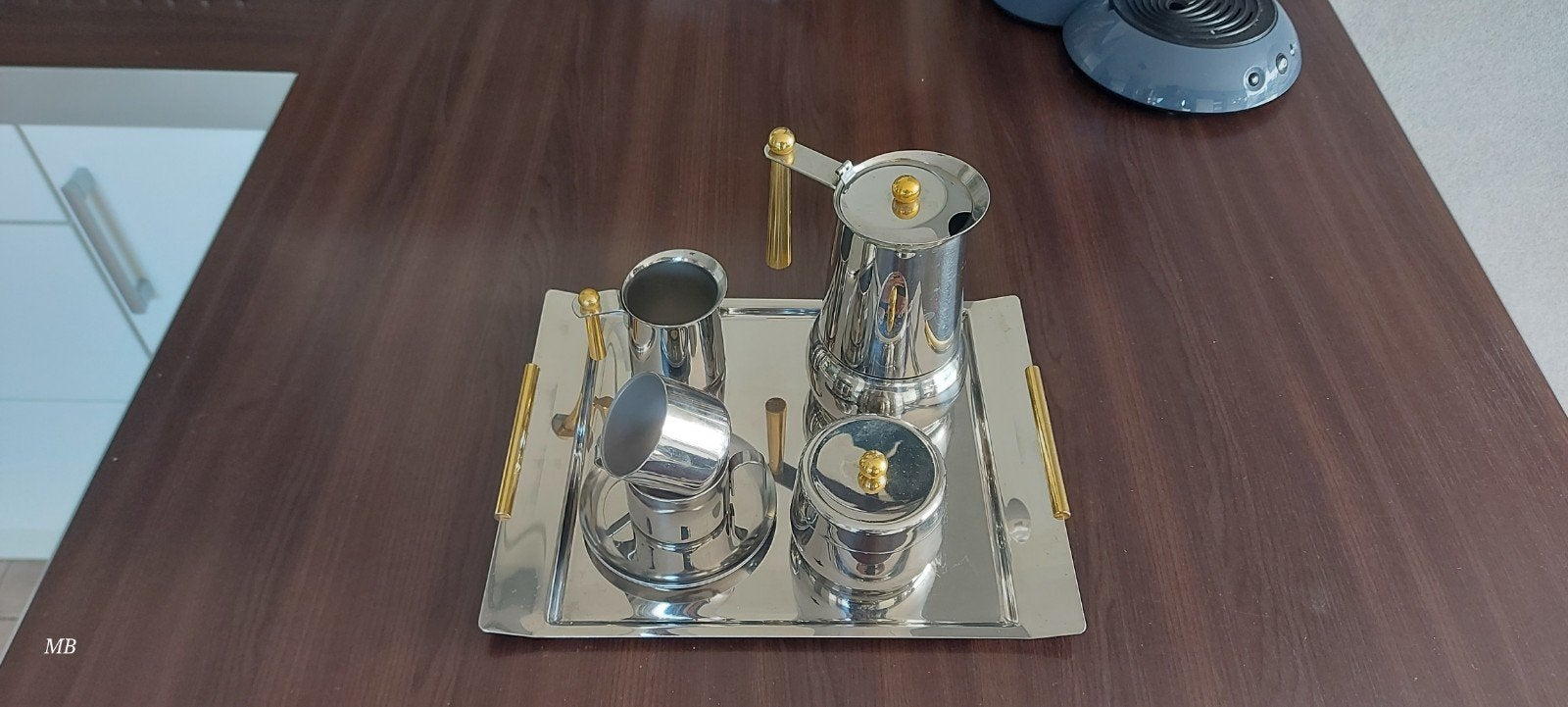 Uniek koffiesetje, ontworpen in opdracht van DE, Ophalen, Zilver, Metaal, Overige merken