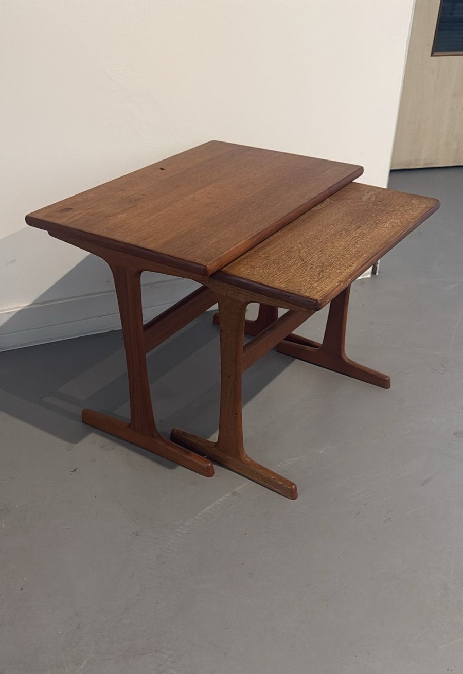 Vintage Teak Bijzettafels Set - Deens Design, Ophalen, Minder dan 45 cm, Gebruikt, .