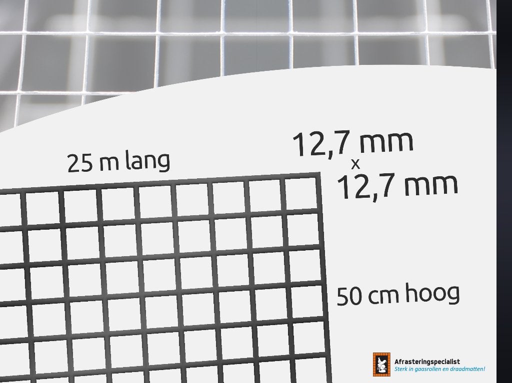Volièregaas zwart 13x13mm | 1.1mm | 100/150/200cm | 25m