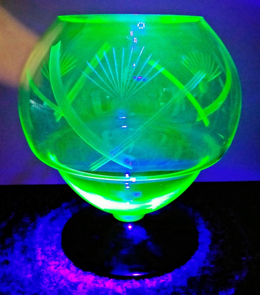 Antiek Anna Groen Uranium Glas - A D Copier Vaas - Leerdam, Ophalen of Verzenden