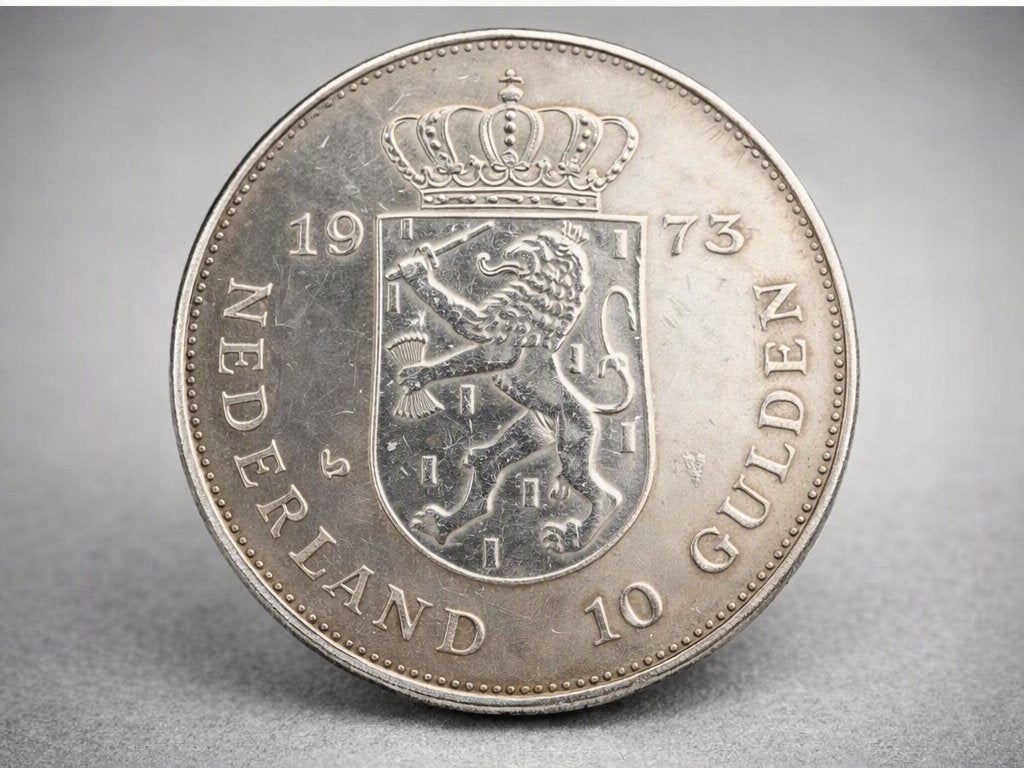 Zilveren 10 gulden munt 1973 (Juliana Regina), Postzegels en Munten, Koningin Juliana, Zilver, Ophalen of Verzenden, Losse munt