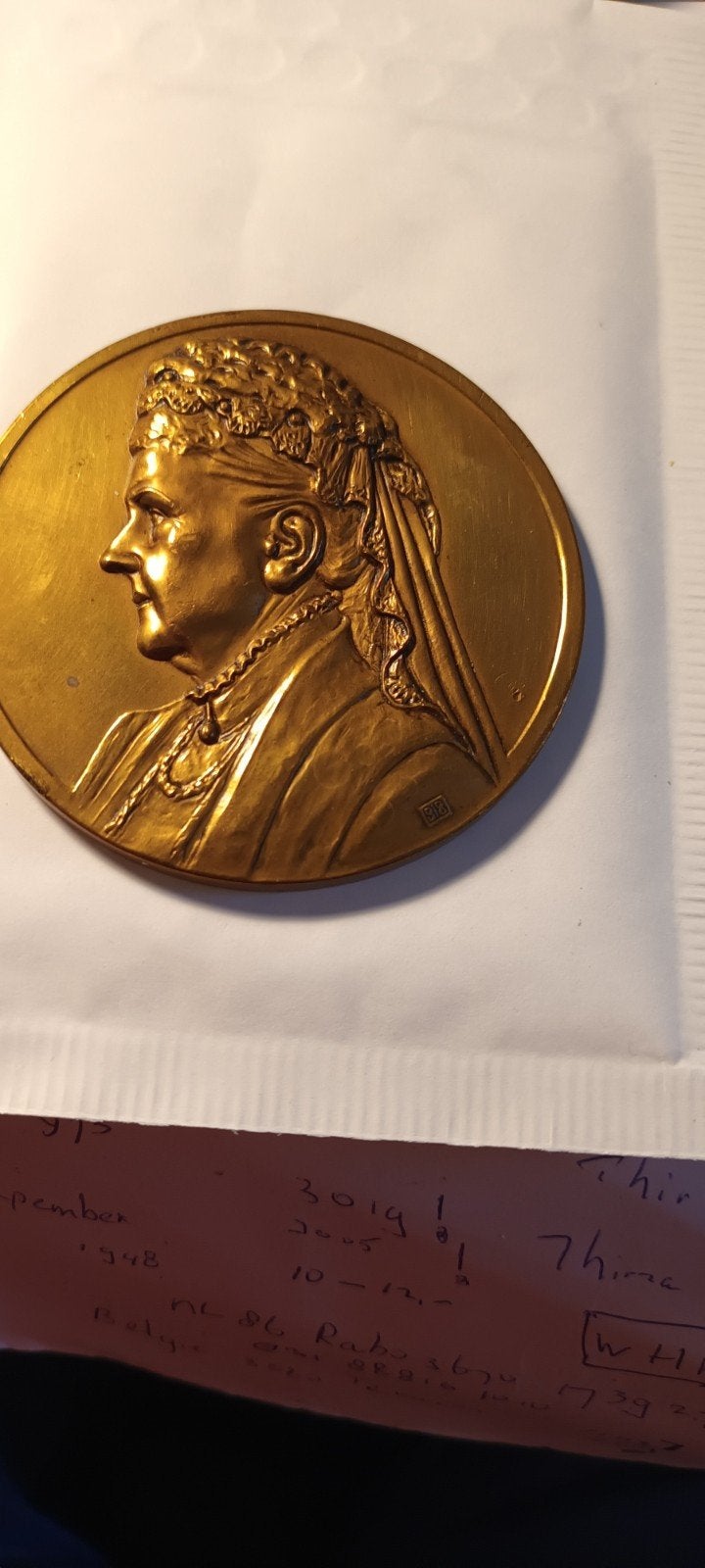 Bronzen Penning Koningin Moeder Regentes 1879-1929, Postzegels en Munten, Ophalen of Verzenden, Brons