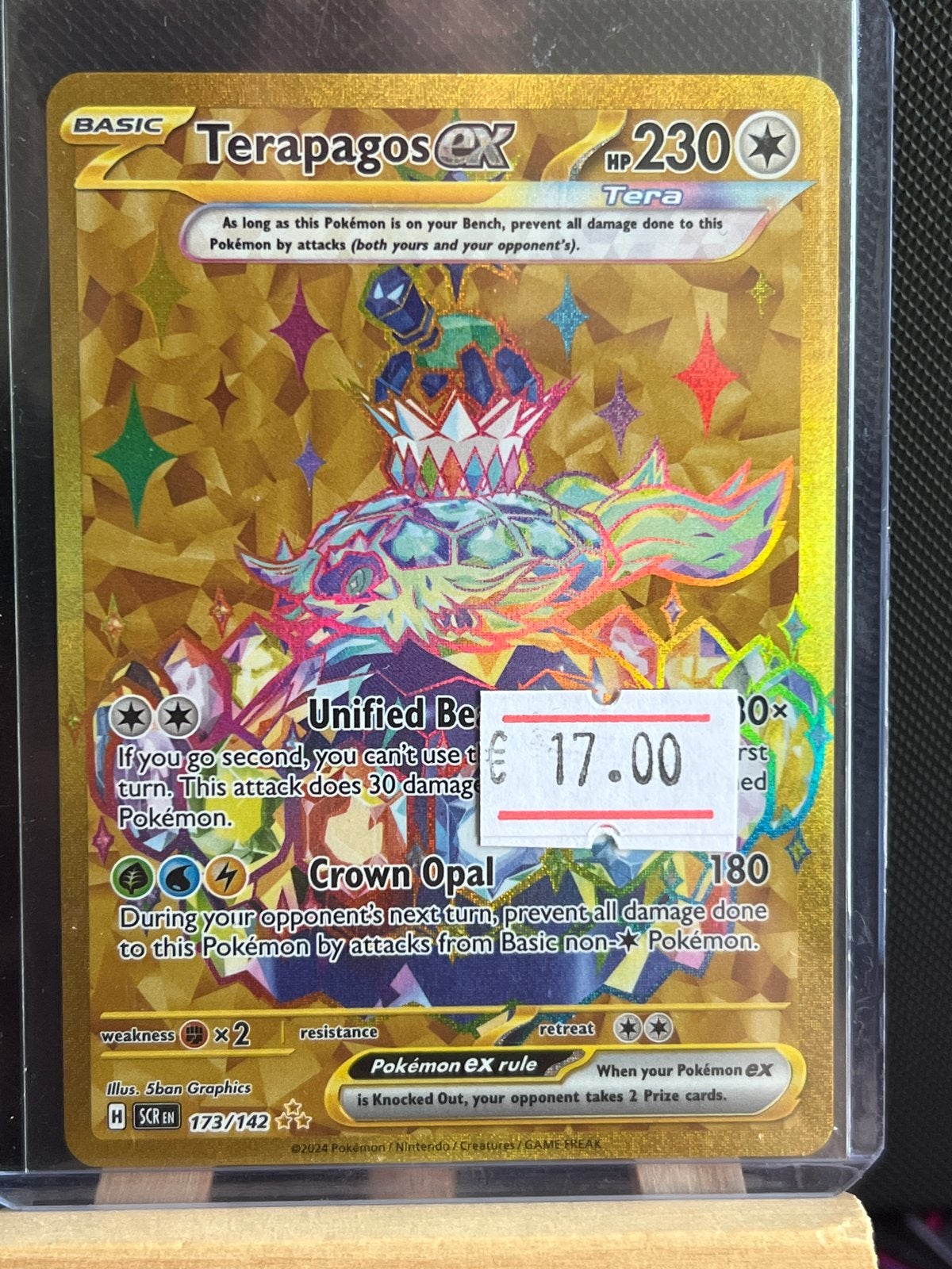 Pokémon Terapagos ex 173/142 Gouden Kaart, Ophalen of Verzenden, Zo goed als nieuw, Losse kaart, Foil