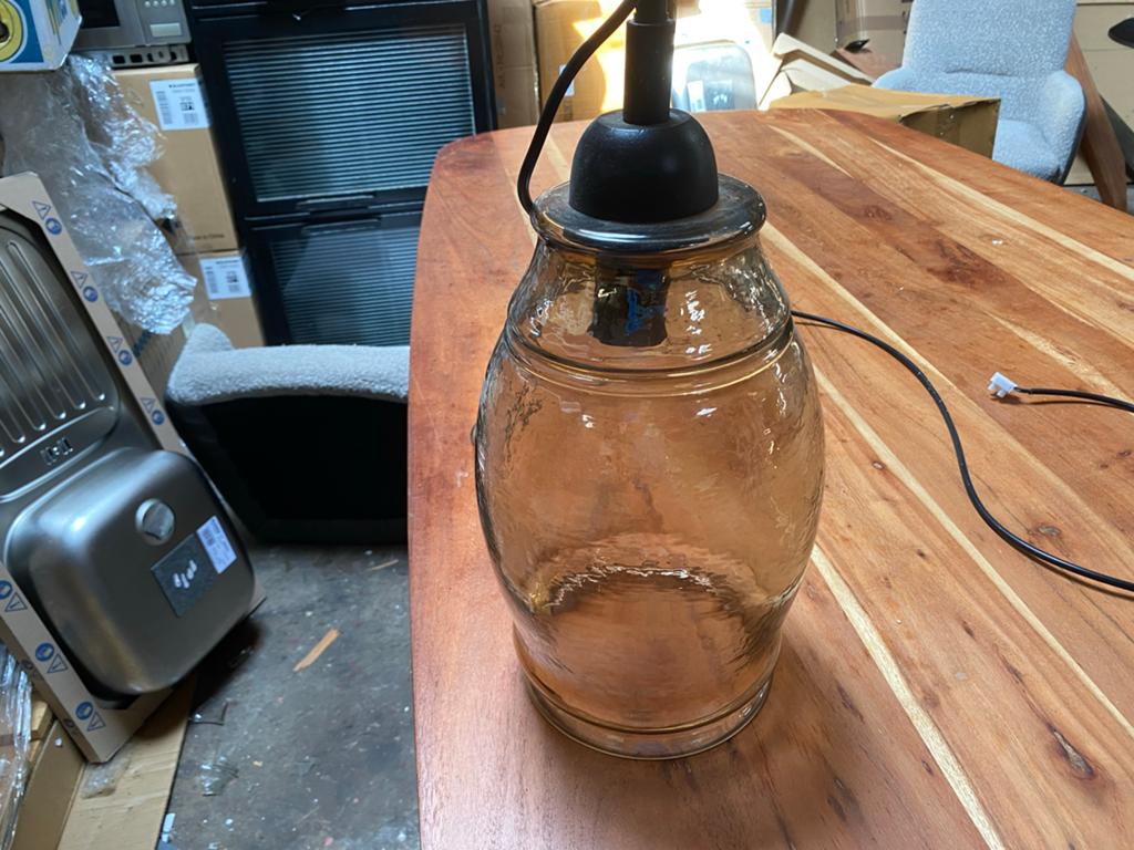 Vintage Retro Design Hanglamp - 40cm smoke glas, Ophalen, Gebruikt, Glas, Minder dan 50 cm