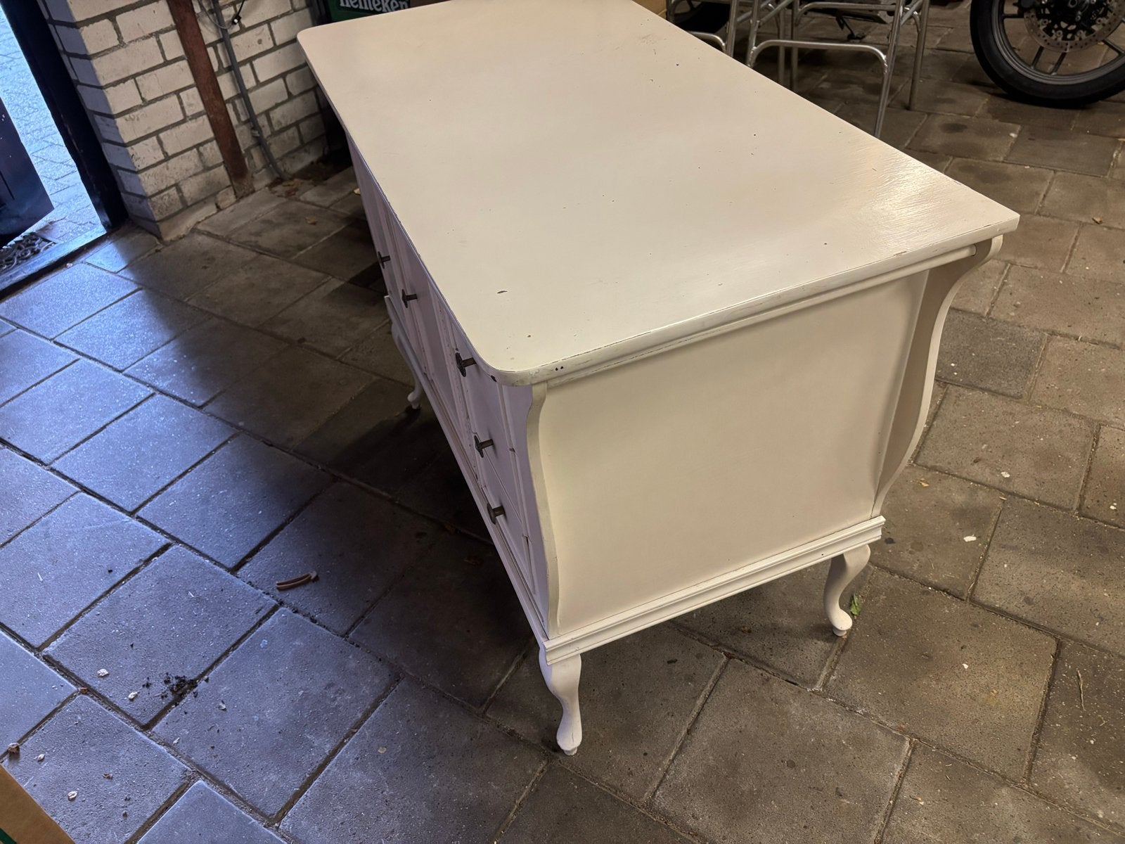 Wit dressoir met lades en deuren, Ophalen, Gebruikt, 100 tot 150 cm, Met lade(s)