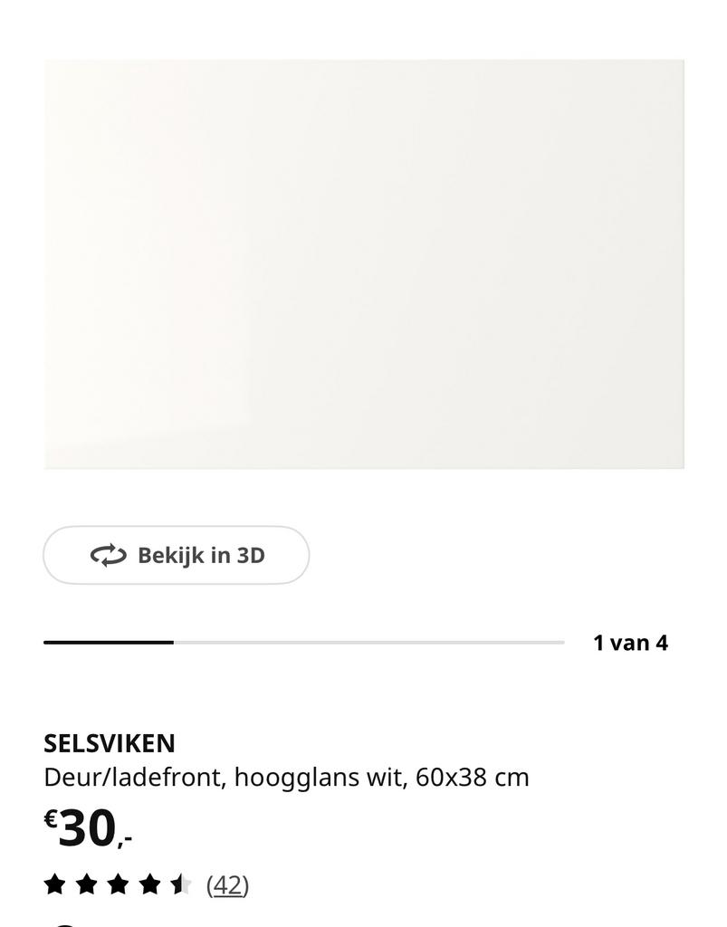 2x IKEA Selsviken Deur/ladefront hoogglans wit 60x38 cm, Ophalen, Overige materialen, 50 tot 100 cm, Zo goed als nieuw