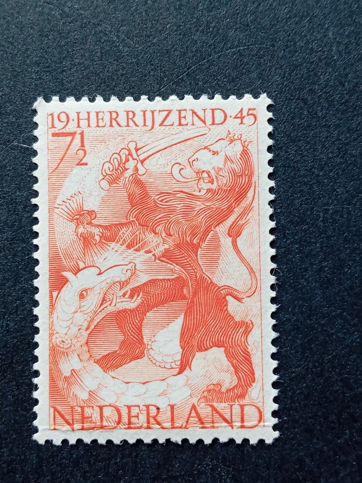 Nederland postzegel 1945 'Herrijzend Nederland' 7,5 cent, Ophalen of Verzenden, Na 1940, Gestempeld