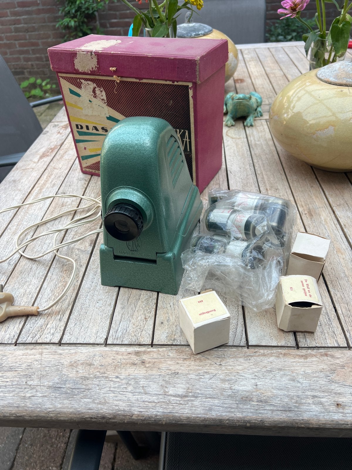 Vintage Baika Diaskop diaprojector met accessoires, Ophalen of Verzenden, Gebruikt
