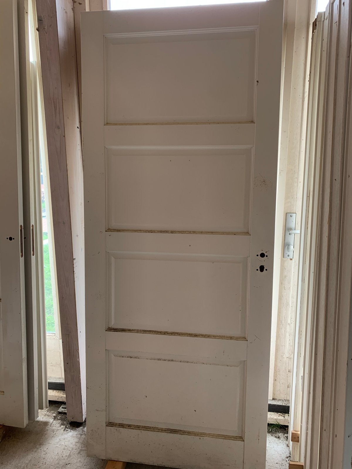 Gebruikte  paneel binnendeur, wit, 211,5 cm hoog, Ophalen, Gebruikt, 80 tot 100 cm, Binnendeur