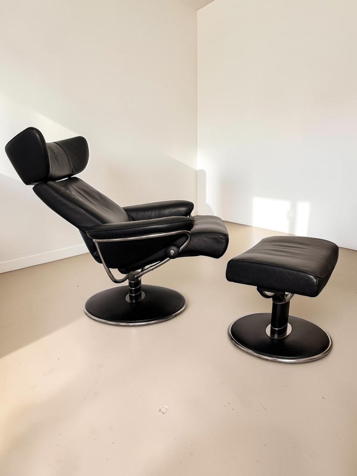 Luxe leren fauteuil Stressless Jazz relaxstoel zwart, Huis en Inrichting, Fauteuils, Ophalen, Zo goed als nieuw, 75 tot 100 cm